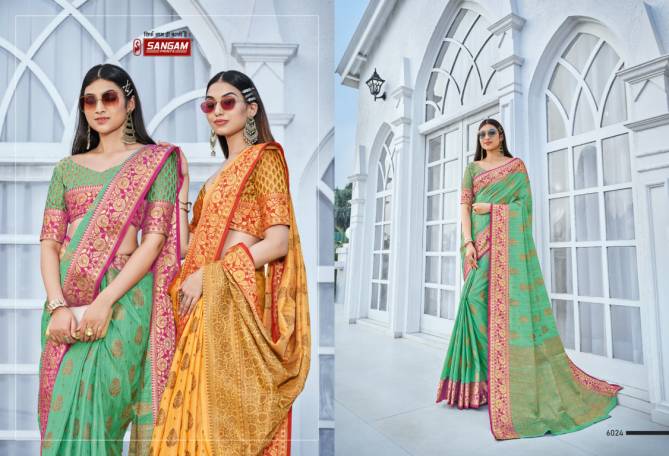 Sangam Pranavi Silk Fancy Festive Wear Handloom Cotton Designer Sarees Collection